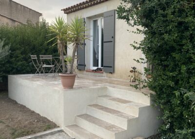 Agrandissement de terrasse et pose de travertin